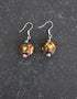 Single Blue Pottery Bead Earrings (Red & Yellow)