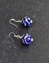 Single Blue Pottery Bead Earrings ( Blue & White)