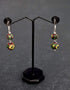 Two Bead Blue Pottery Earrings ( Red &Yellow )