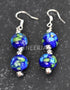 Two Bead Blue Pottery Earrings ( Blue & Green )