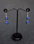 Two Bead Blue Pottery Earrings ( Blue & Green )