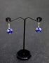 Single Blue Pottery Bead Earrings ( Blue & White )