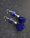 Single Blue Pottery Bead Earrings With Satin Funda