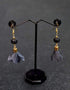 Single Blue Pottery Bead Earrings With Satin Funda