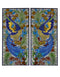 Blue Pottery Hand Painted Tiles Wall Pannel Set Of 2 Pcs. With Iron Frame