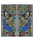 Blue Pottery Hand Painted Tiles Wall Pannel Set Of 2 Pcs. With Iron Frame