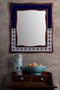 White and Blue Tile Wall Hanging Mirror 22X26 inch