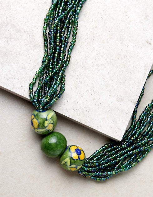 Japani Poth Short Necklace (Green)