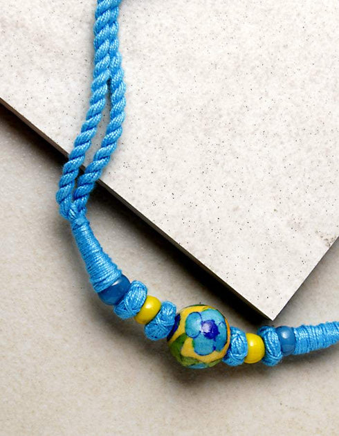 Blue Pottery One Bead Necklace( Turquiose)