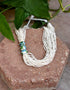 Blue Pottery Three Bead Side Necklace In White