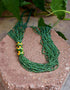 Blue Pottery Three Bead Side Necklace In Green