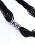Blue Pottery Three Bead Side Necklace In Black