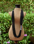 Blue Pottery Three Bead Side Necklace In Black
