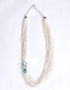 Blue Pottery Three Bead Side Necklace In White