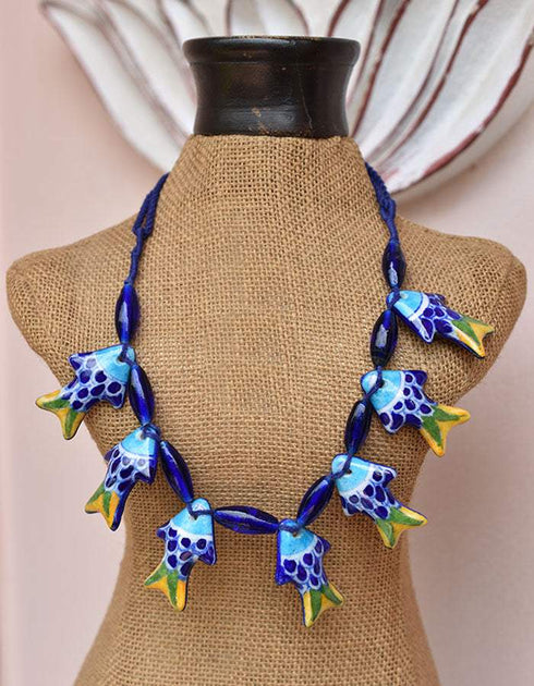 7 B.P. Fish Pendant Necklace (Blue)