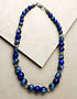 Full Blue Pottery Bead Long Necklace ( Blue)