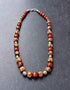 Full Blue Pottery Bead Long Necklace (Red)