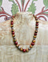 Full Blue Pottery Bead Long Necklace (Red)
