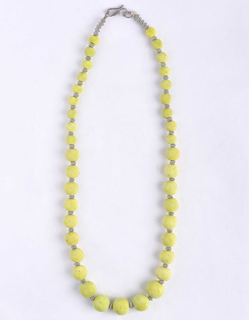 Blue Pottery Full Bead Necklace (Lime Green)
