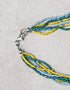 Blue Pottery Bead With Seed Bead Necklace