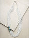 3 Blue Pottery Beads With Seed Bead Necklace (White)
