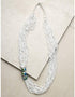 3 Blue Pottery Beads With Seed Bead Necklace (White)