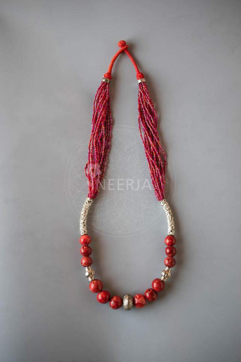 Japani Poth Long Necklace (Red)