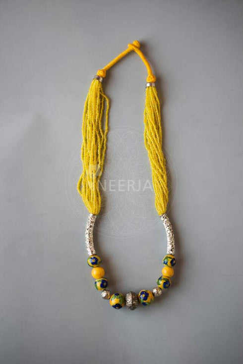 Japani Poth Long Necklace (Yellow)