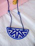 Blue Pottery Pendant Necklace - (Blue)