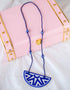 Blue Pottery Pendant Necklace - (Blue)