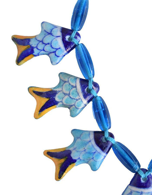 7 Fish Pendant Necklace Turquoise