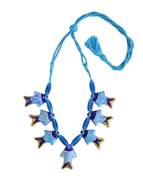 7 Fish Pendant Necklace Turquoise