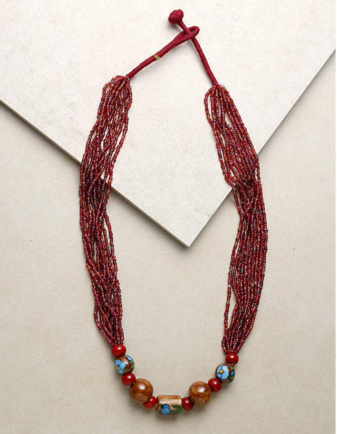 Japani Poth Long Necklace (Brown)