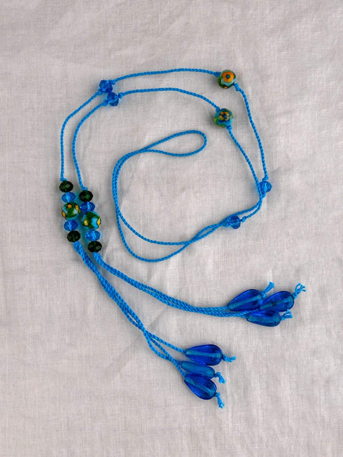 Blue Pottery Bead Necklace (Turq)