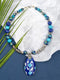 Fascinating Blue Pottery Necklace With Pendant and Beads