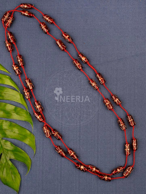 Handmade Glass Bead Necklace - Red