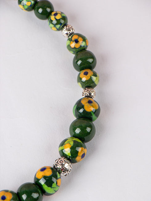 Blue Pottery Bead Choker Necklace ( Green)