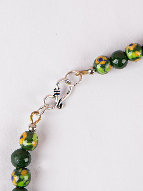 Blue Pottery Bead Choker Necklace ( Green)