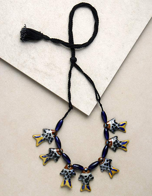 7 B.P. Fish Pendant Necklace (Black)