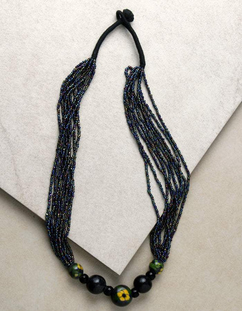 Japani Poth Long Necklace (Black)