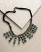 Blue Pottery Bead Chokor Necklace (Black)