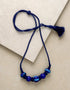 Blue Pottery 5 Bead Necklace (Blue) Geometric