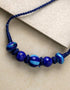 Blue Pottery 5 Bead Necklace (Blue) Geometric