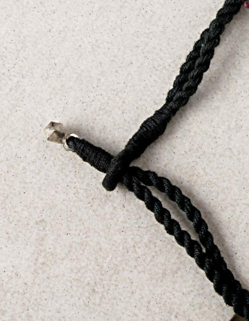 Single Blue Pottery Bead Chokor Necklace (Black)