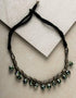 Single Blue Pottery Bead Chokor Necklace (Black)