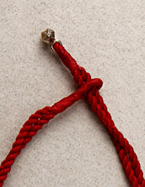 Single Blue Pottery Bead Chokor Necklace (Red)