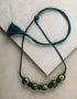 Blue Pottery 5 Bead Necklace (Green)