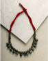 Single Blue Pottery Bead Chokor Necklace (Red)