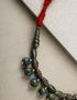 Single Blue Pottery Bead Chokor Necklace (Red)