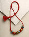 Blue Pottery 5 Bead Necklace (Red)